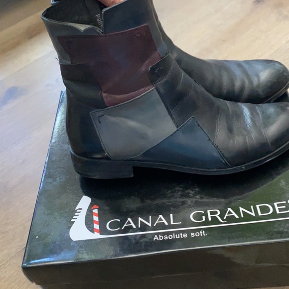 Black leather patchwork boots - Picture 3 of 3